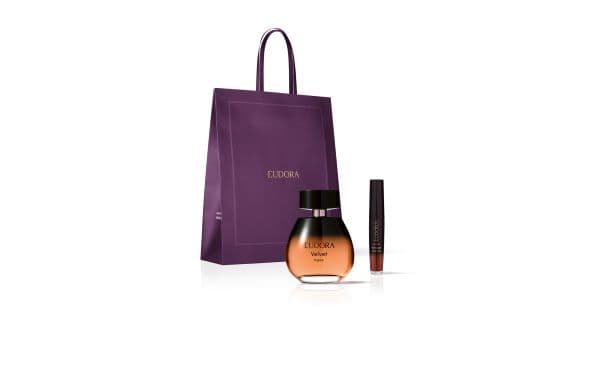 Combo Presente Velvet & Eudora Make: Desodorante Colônia 100ml + Batom Nude 4ml + Sacola
