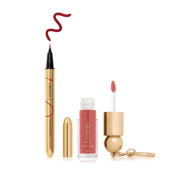 Combo O Diabo Veste Prada: Caneta Iconic Liner Bordô 0,4ml + Batom Líquido Nude 4ml